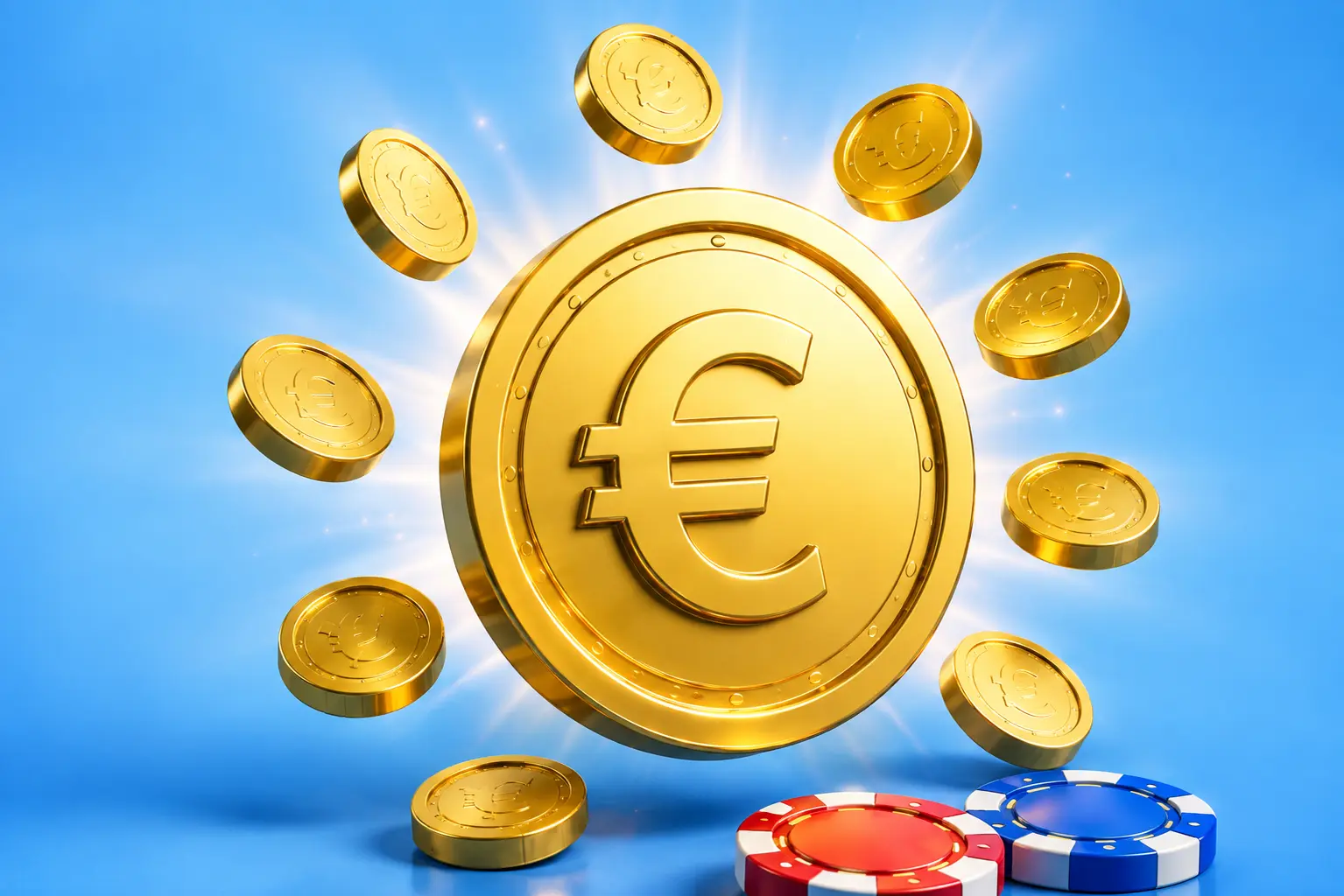 Eurové mince jako symbol bonusu 10 €